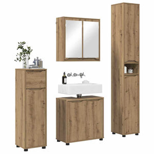 Set di mobili per il bagno con ruota 4 pcs Rovere artigianale 3403849