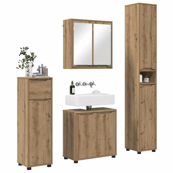 Set di mobili per il bagno con ruota 4 pcs Rovere artigianale 3403849