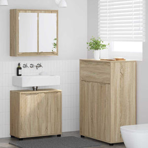 Set di mobili per il bagno con cassetto 3 pcs Rovere Sonoma 3403852