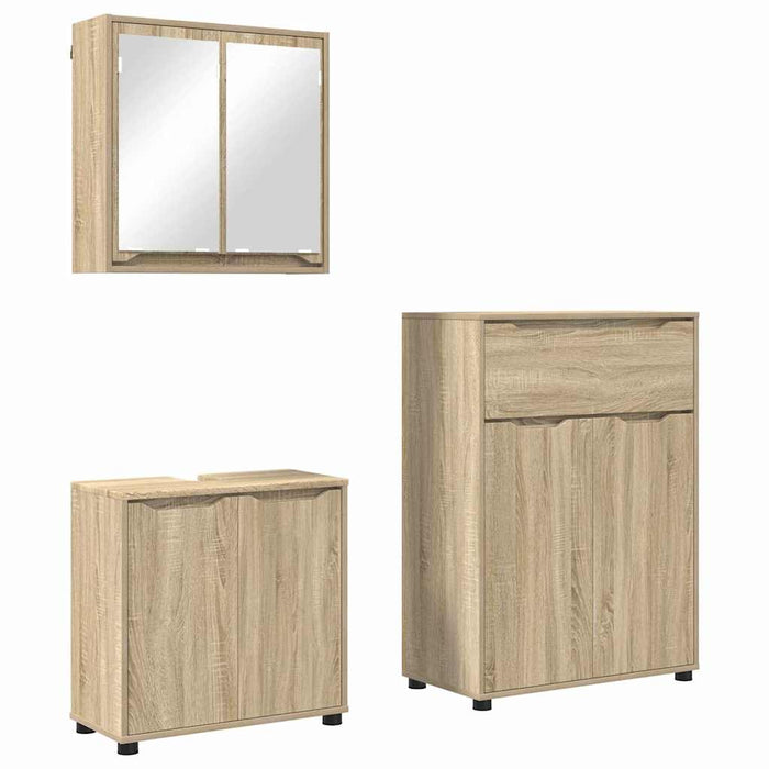 Set di mobili per il bagno con cassetto 3 pcs Rovere Sonoma 3403852