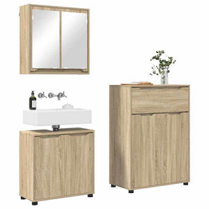 Set di mobili per il bagno con cassetto 3 pcs Rovere Sonoma 3403852