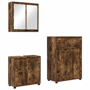 Set di mobili per il bagno 3 pcs Rovere fumé Legno multistrato 3403855
