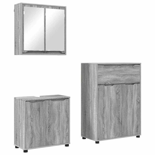 Set di mobili per il bagno con cassetto 3 pcs Grigio Sonoma 3403856
