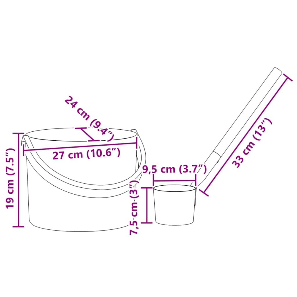 Set Secchio Sauna 2 pcs Nero 8.5 x 8 x 4.5 cm Alluminio 42023426