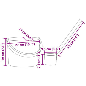 Set Secchio Sauna 2 pcs Nero 8.5 x 8 x 4.5 cm Alluminio 42023426