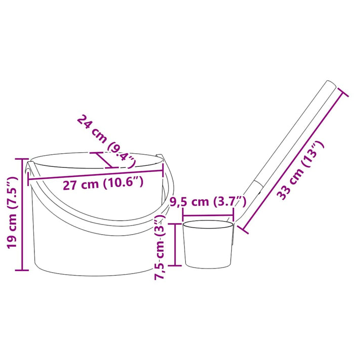 Set Secchio Sauna 2 pcs Nero 8.5 x 8 x 4.5 cm Alluminio 42023426