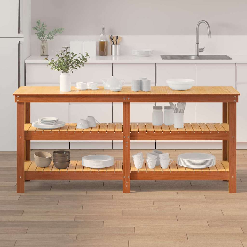 Banco da lavoro Marrone cerato 181.5 x 50 x 80 cm Pino massello 858259