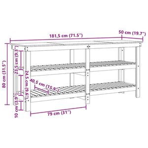 Banco da lavoro Marrone cerato 181.5 x 50 x 80 cm Pino massello 858259