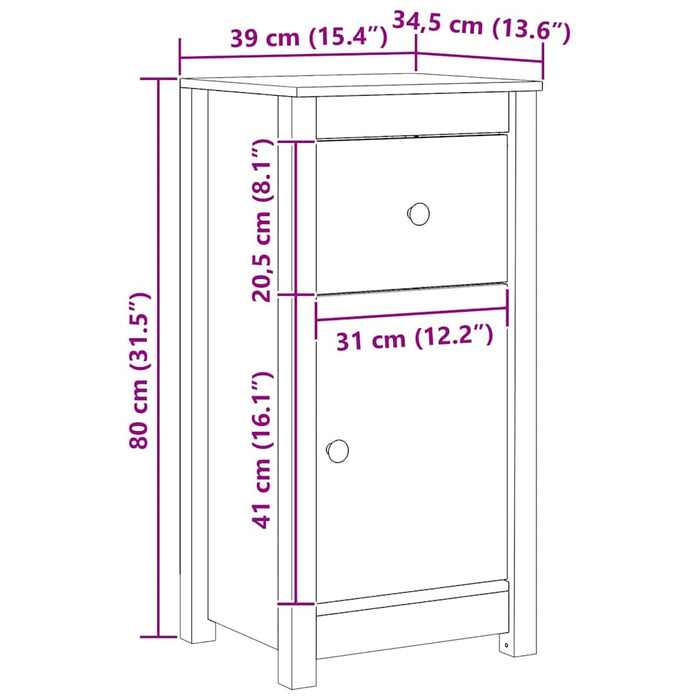 Credenza 2 pcs Marrone cerato 39 x 34,5 x 80 cm Pino massello 864037