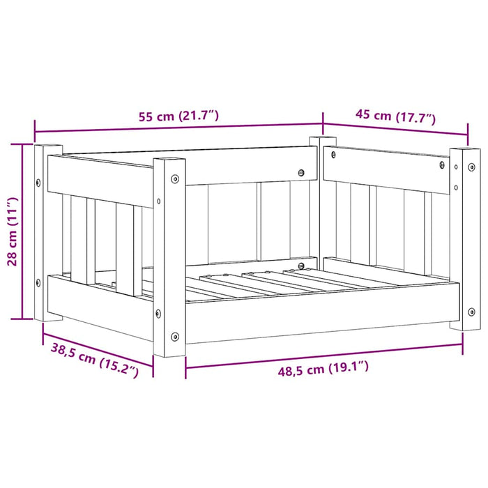 Letto per Cani Marrone cerato 55 x 45 x 28 cm Pino massello 867652
