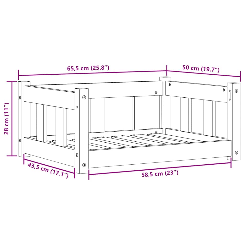 Letto per Cani Marrone cerato 65,5 x 50,5 x 28 cm Pino massello 869883
