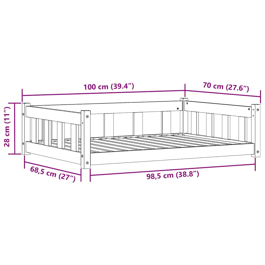Letto per Cani Marrone cerato 55 x 45 x 28 cm Pino massello 869886