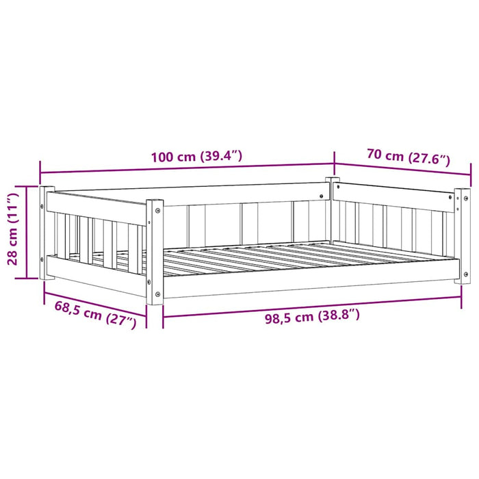 Letto per Cani Marrone cerato 55 x 45 x 28 cm Pino massello 869886