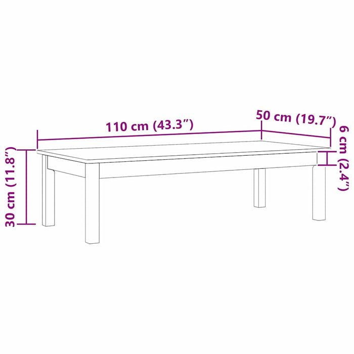 Tavolino da salotto Max Marrone 110 x 50 x 30 cm Pino massello 869916