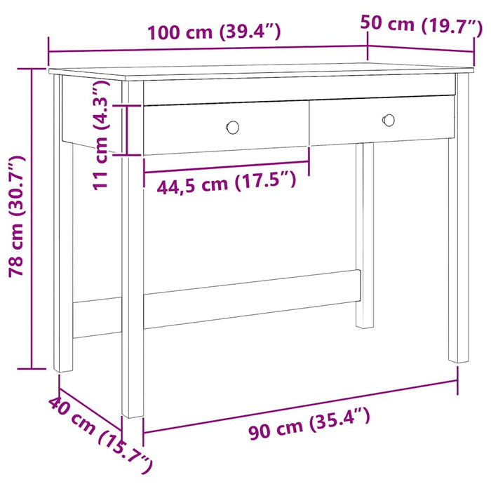Scrivania Max Marrone 100 x 50 x 78 cm Pino massello 870015