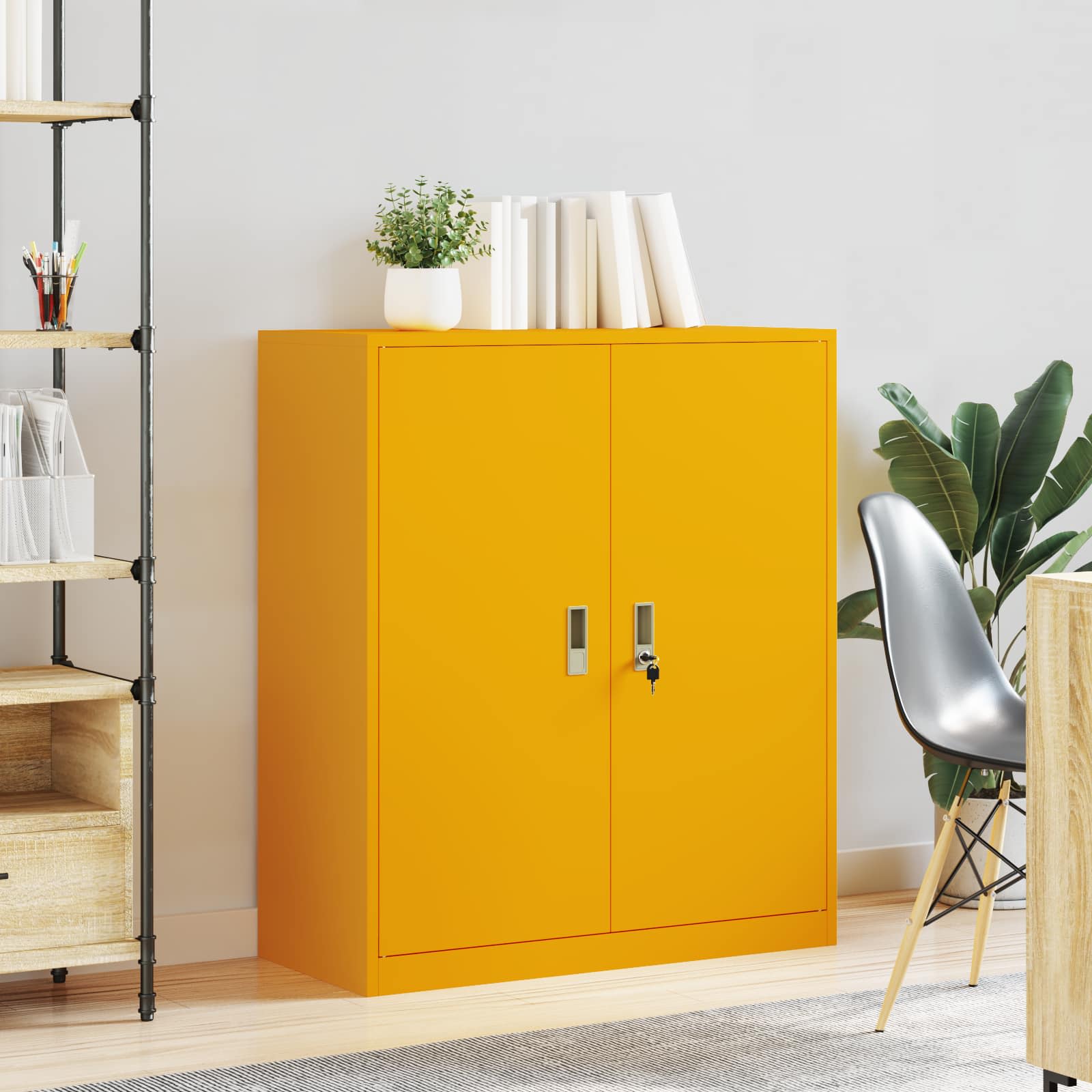 Armadio con archiviazione Giallo senape 90 x 40 x 105 cm 891649