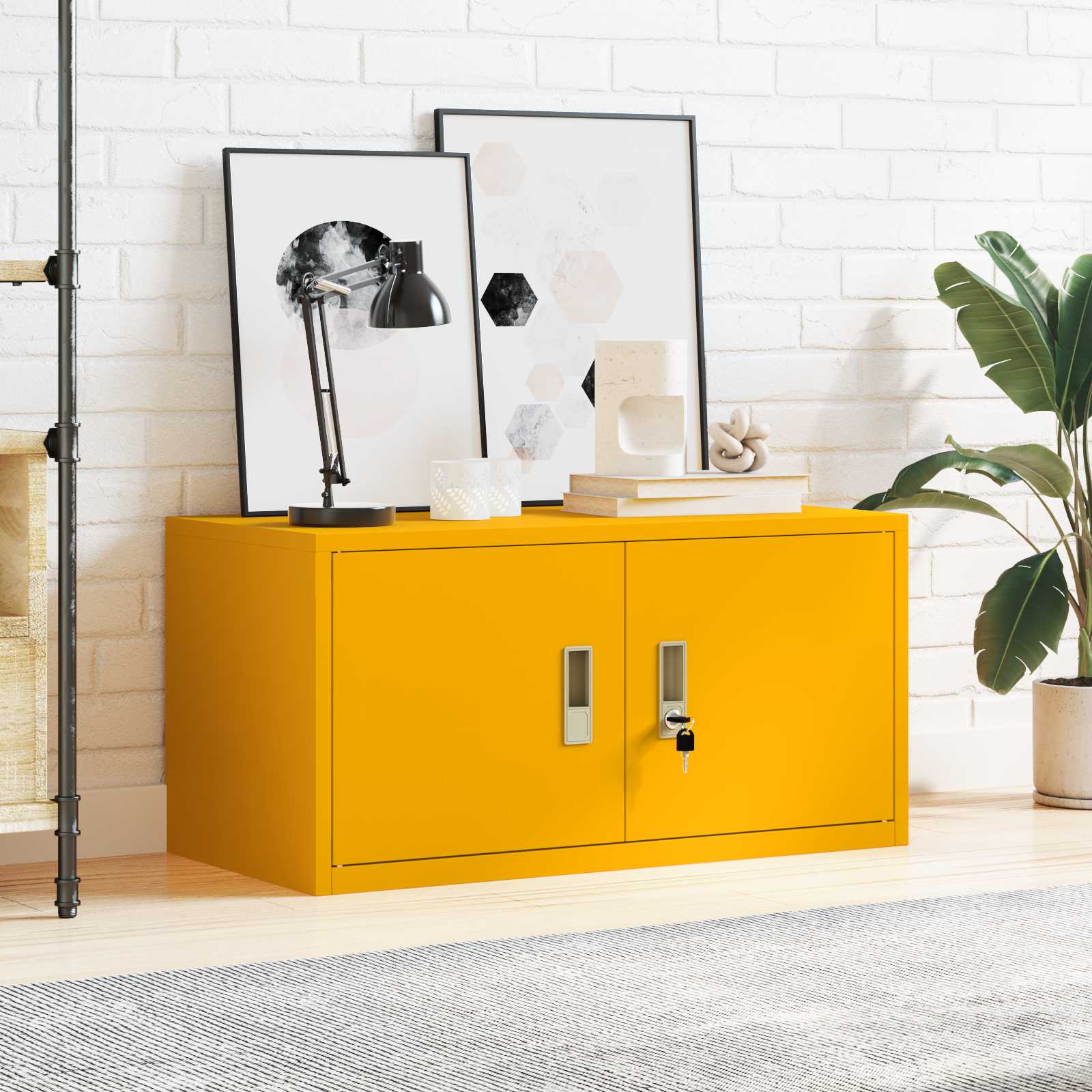 Armadio Giallo senape 80 x 40 x 40 cm Acciaio laminato a freddo 891673