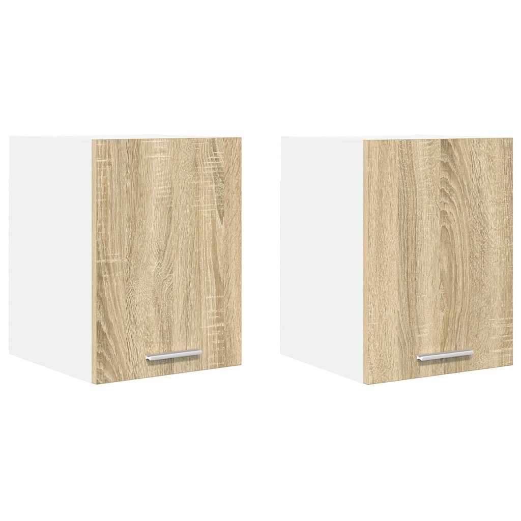 Armadio pensile con porta Riga 2 pcs Quercia Sonoma e Bianca 884119