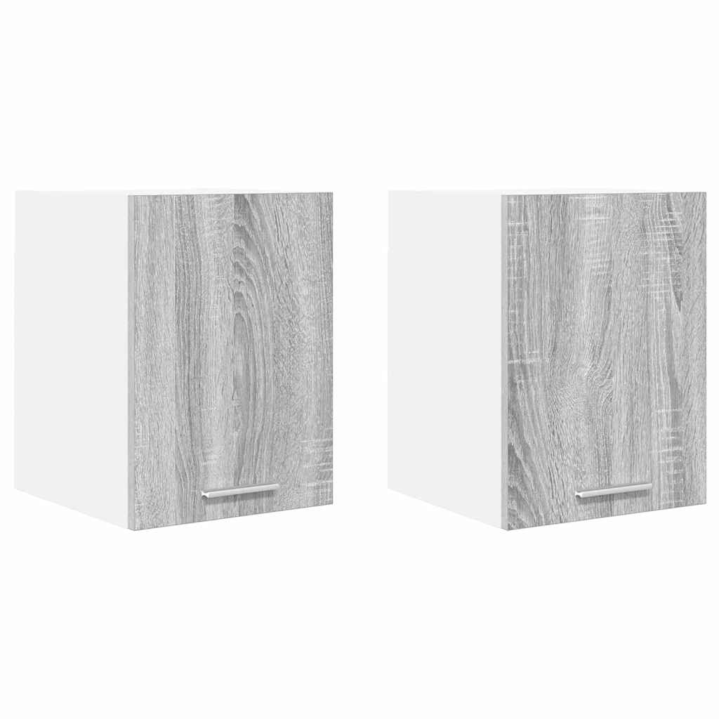 Armadio pensile con porta Riga 2 pcs Grigio Sonoma e Bianco 884125