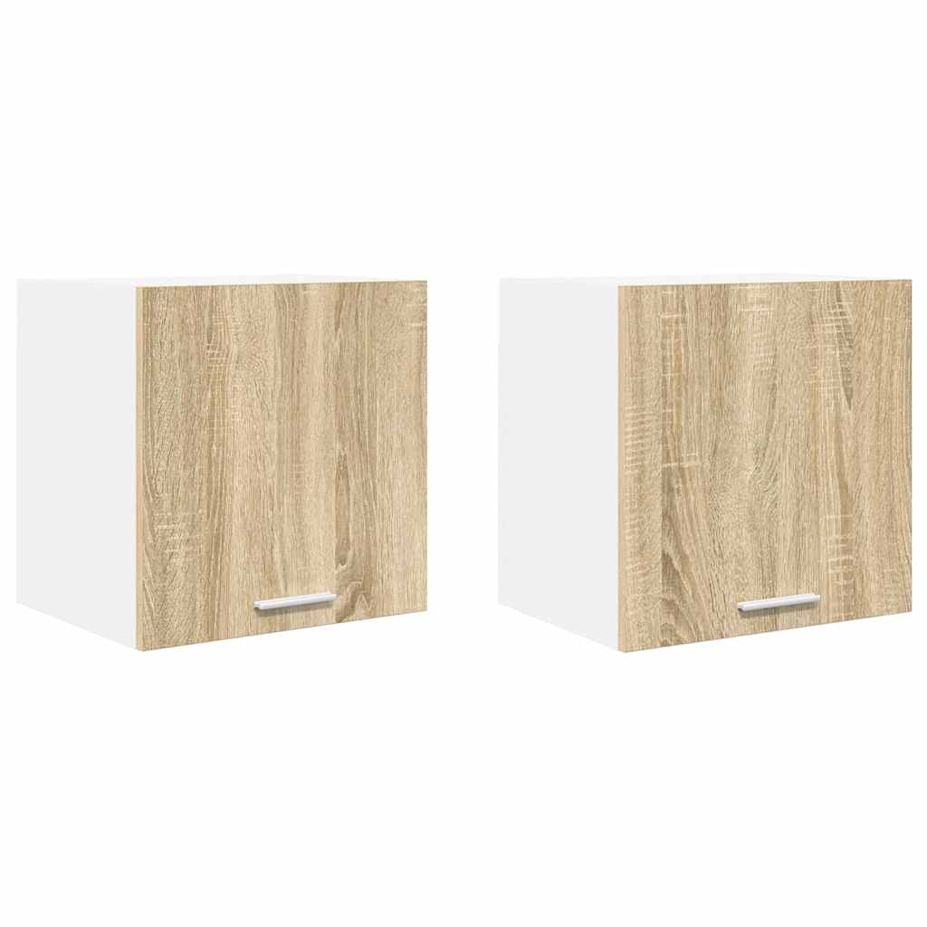 Armadio pensile con porta Riga 2 pcs Quercia Sonoma e Bianca 884135