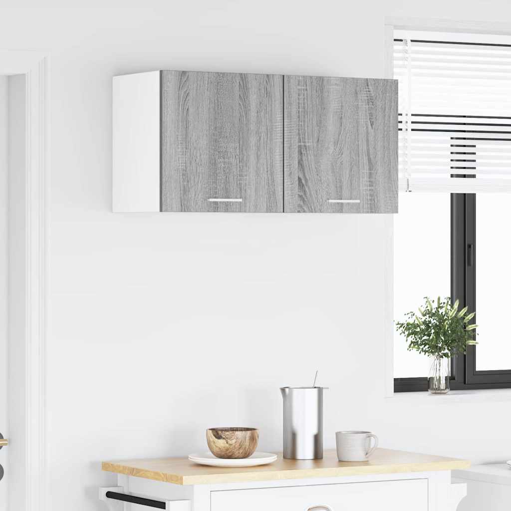 Armadio pensile con porta Riga 2 pcs Grigio Sonoma e Bianco 884141