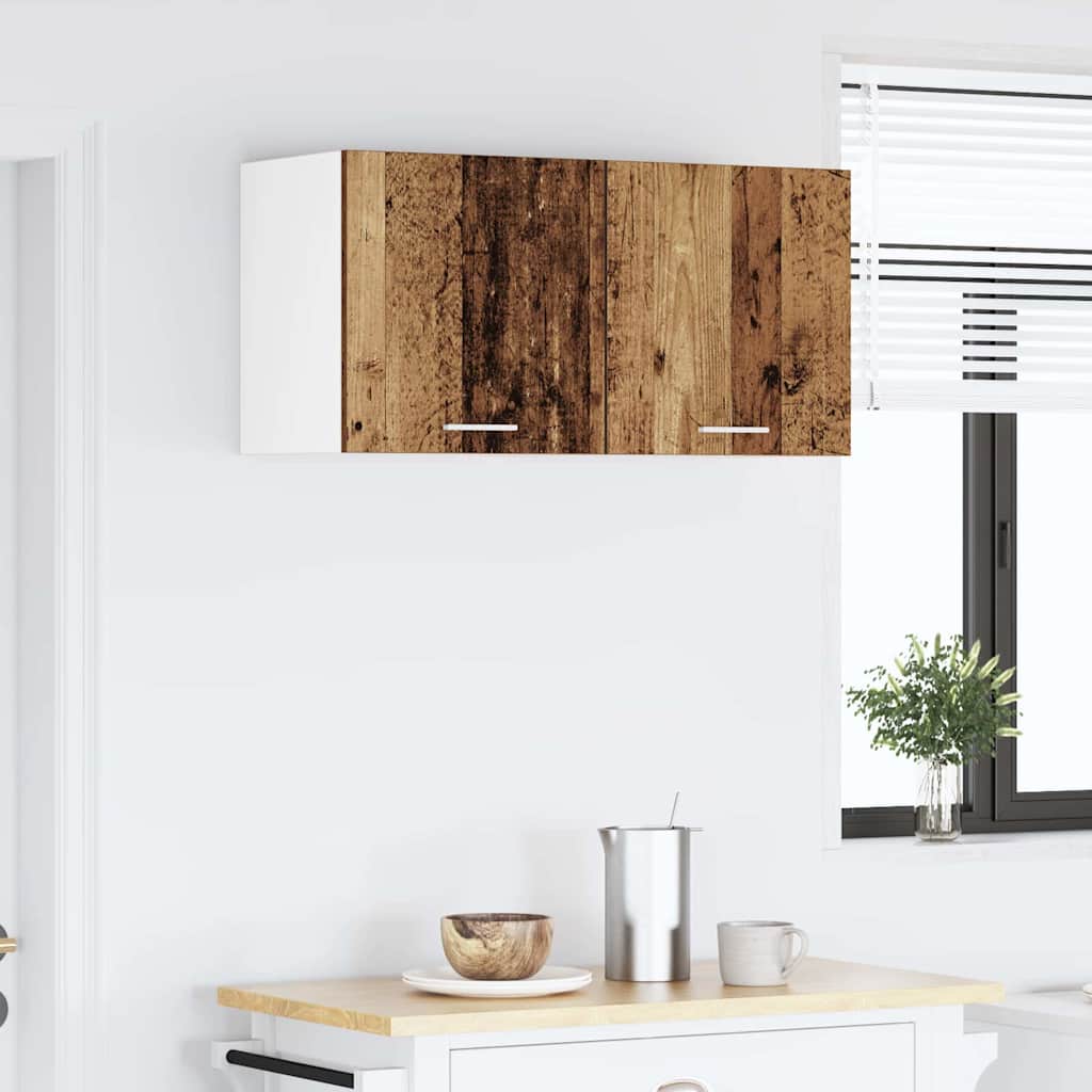 Armadio pensile con porta Riga 2 pcs Rovere Affumicato e Bianco 884143