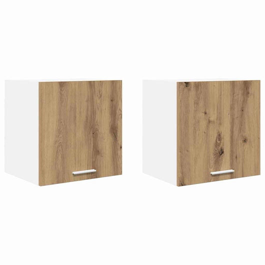 Armadio pensile con porta Riga 2 pcs Rovere Artigiano e Bianco 884145