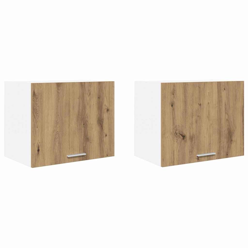 Armadio pensile con porta Riga 2 pcs Rovere Artigiano e Bianco 884161