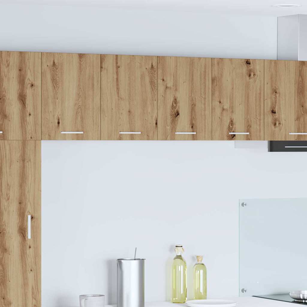 Armadio pensile con porta Riga 2 pcs Rovere Artigiano e Bianco 884177