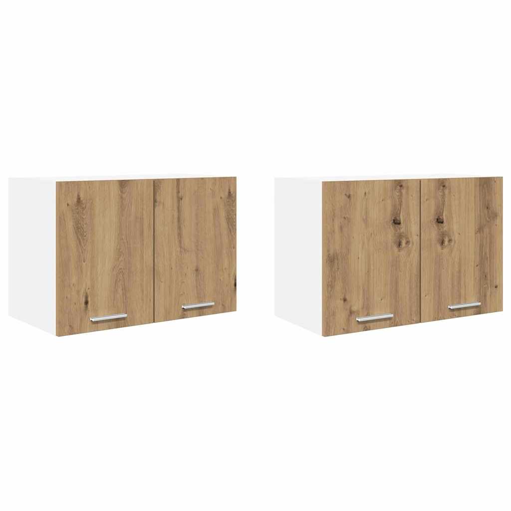 Armadio pensile con porta Riga 2 pcs Rovere Artigiano e Bianco 884177
