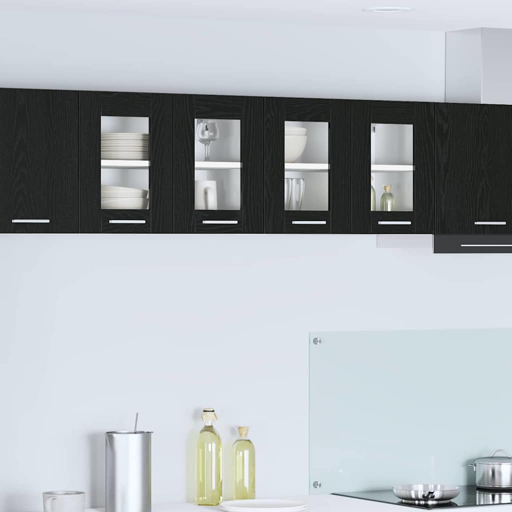 Armadio pensile Riga 2 pcs Rovere Nero 60 x 31 x 40 cm 884213