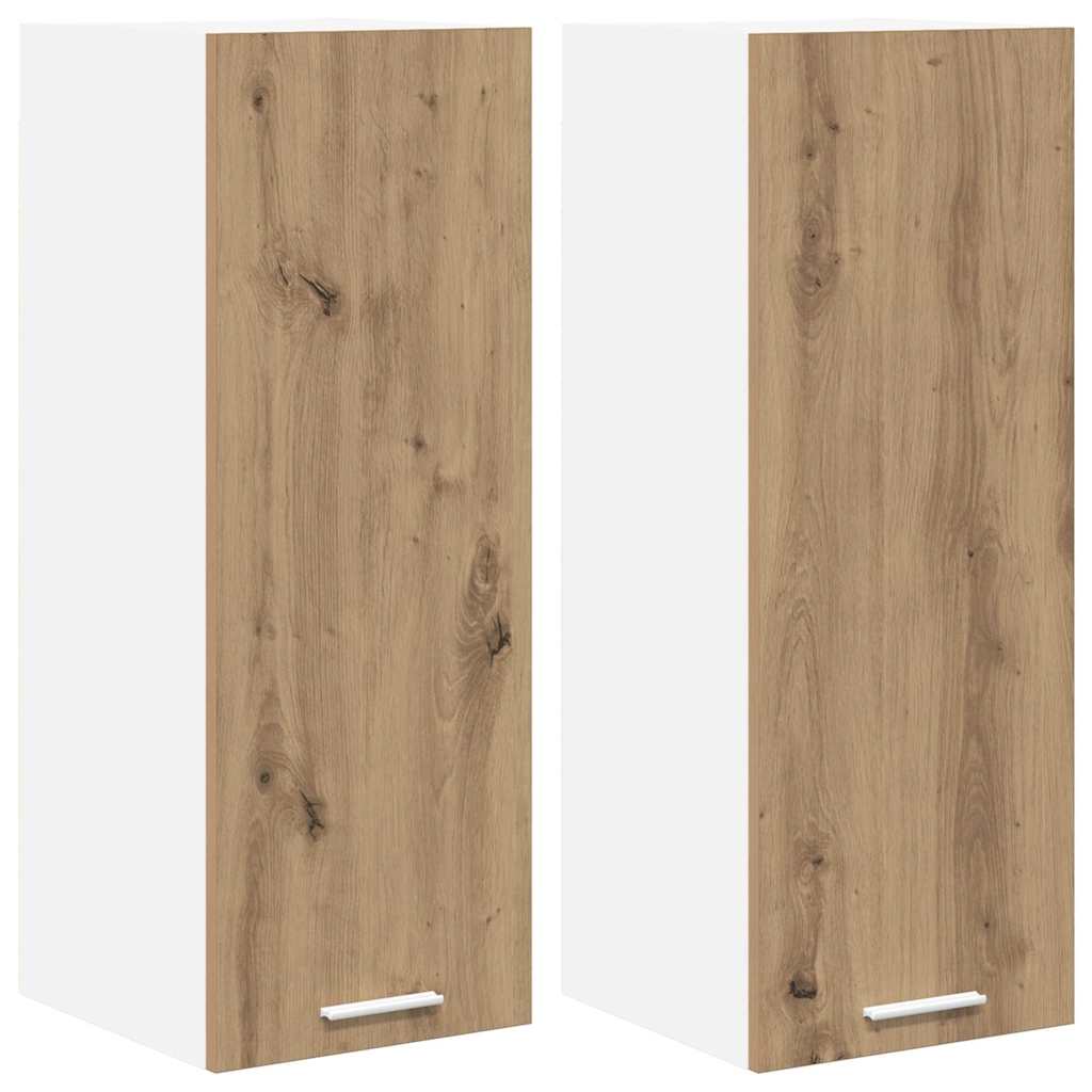 Armadio pensile con porta Riga 2 pcs Rovere Artigiano e Bianco 884257