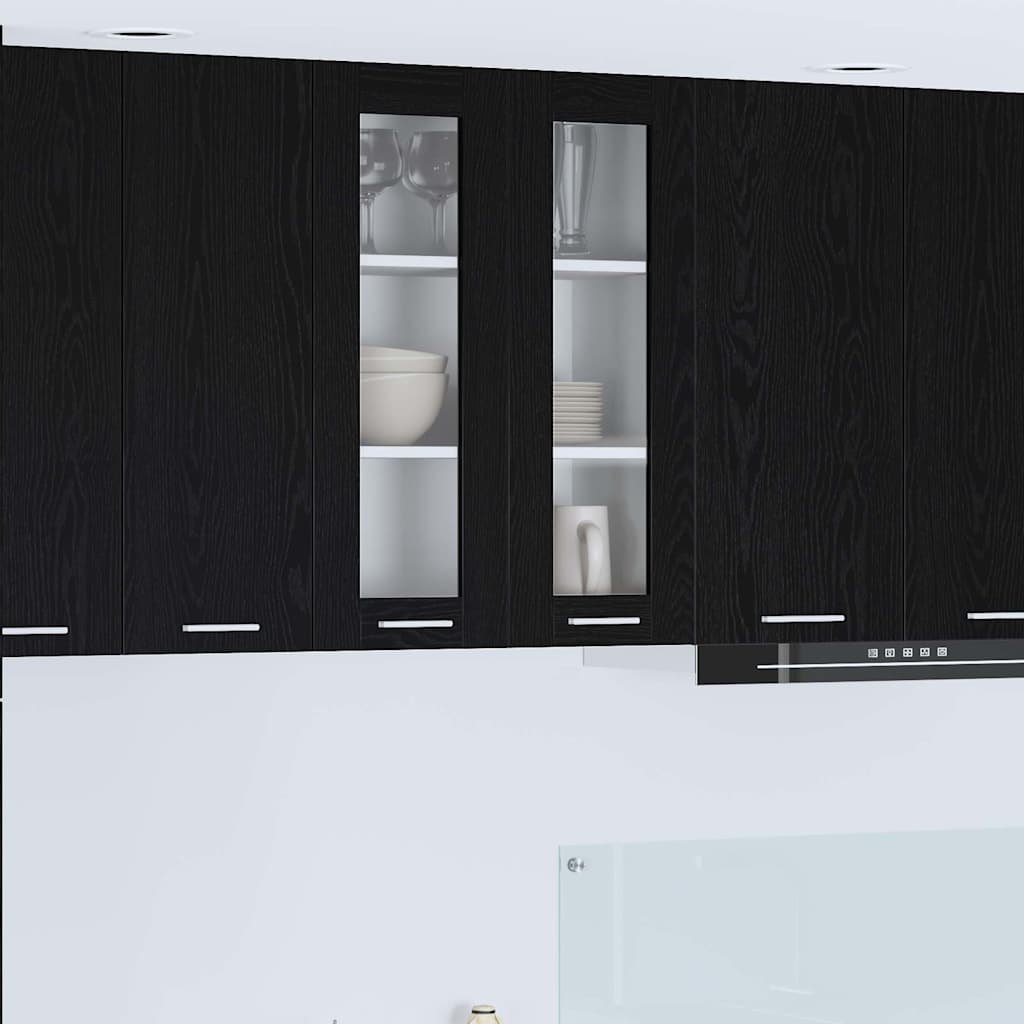 Armadio pensile con porta Riga Rovere Nero 60 x 31 x 80 cm 884315