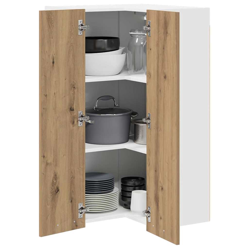 Armadio pensile Riga Rovere Artigiano e Bianco 57 x 57 x 100 cm 884377