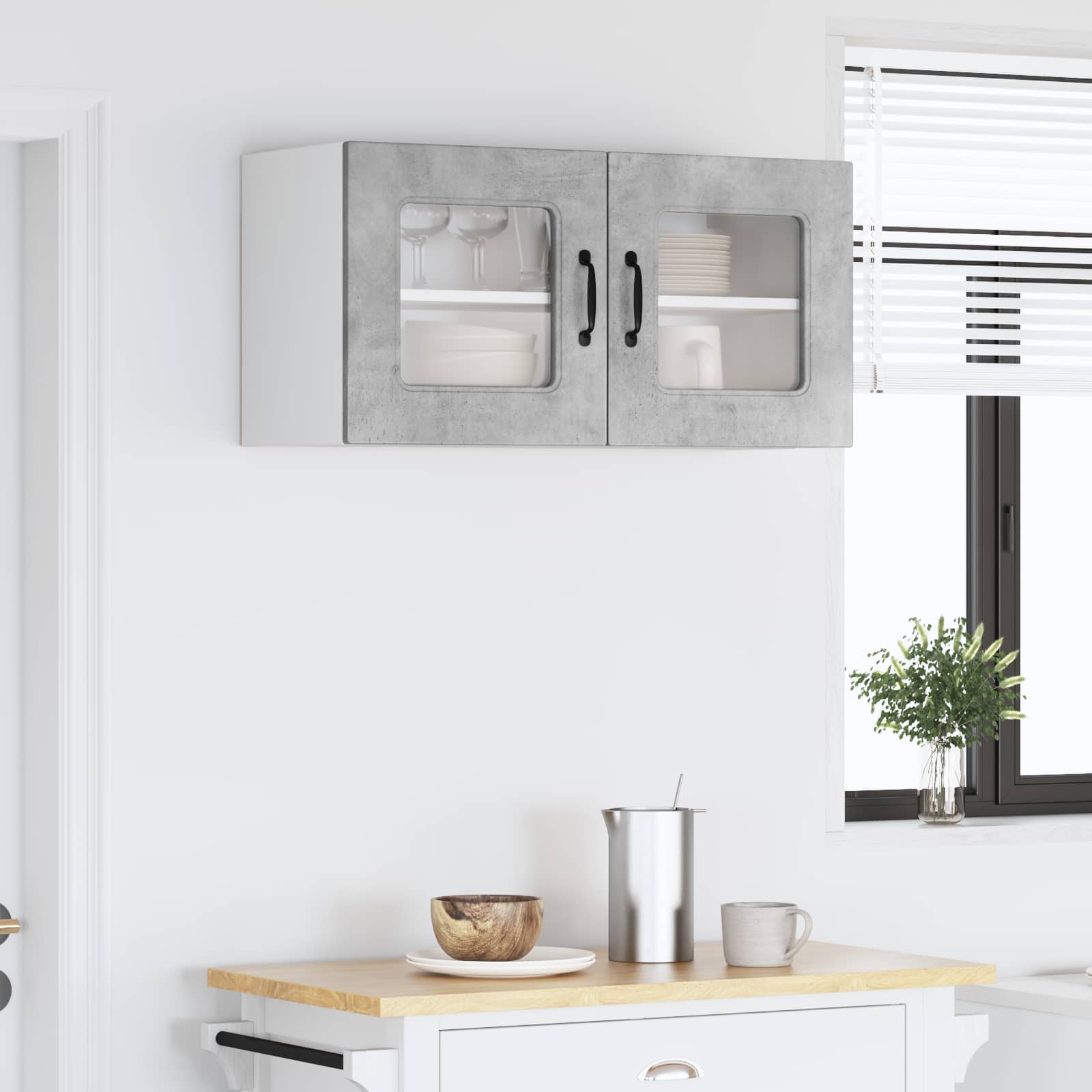 Mobile da cucina con lo scaffale Grigio cemento 80 x 31 x 40 cm 884597