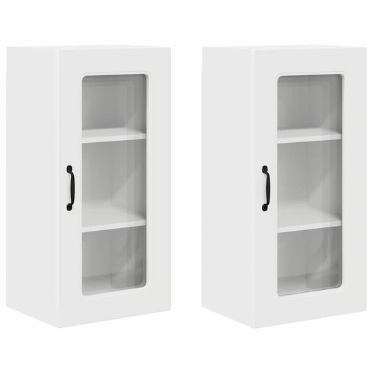 Pensile cucina 2 pcs Bianco 40 x 31 x 80 cm Legno multistrato 884635