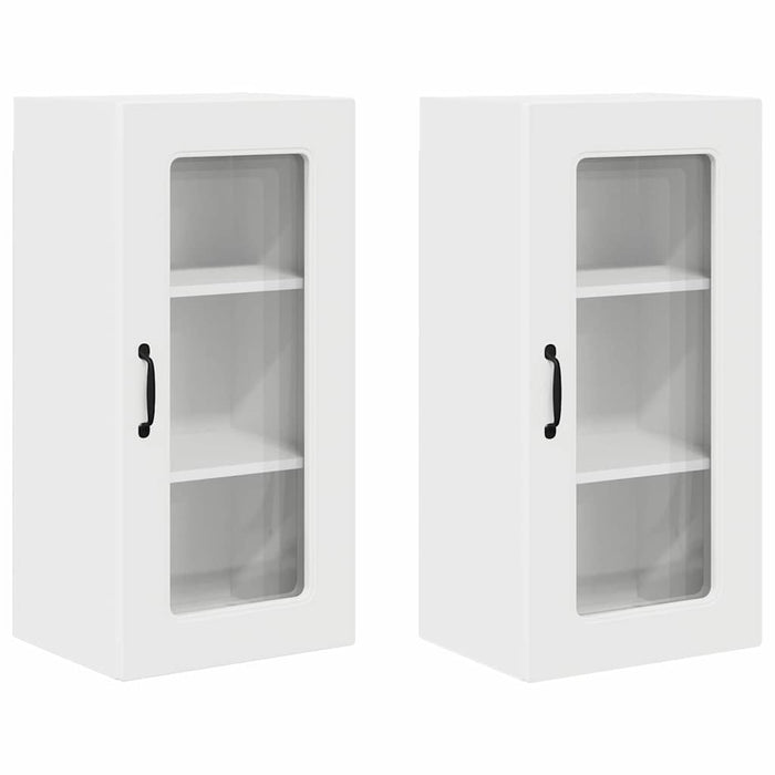 Pensile cucina 2 pcs Bianco 40 x 31 x 80 cm Legno multistrato 884635