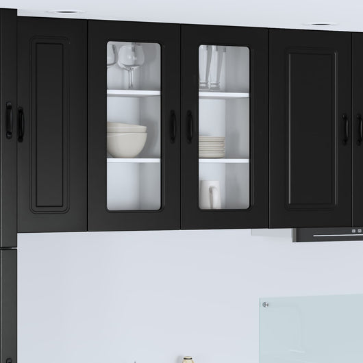 Mobile da cucina 2 pz-Set di 2 Armadio da cucina Nero 40 x 31 x 80 cm Legno multistrato 599321