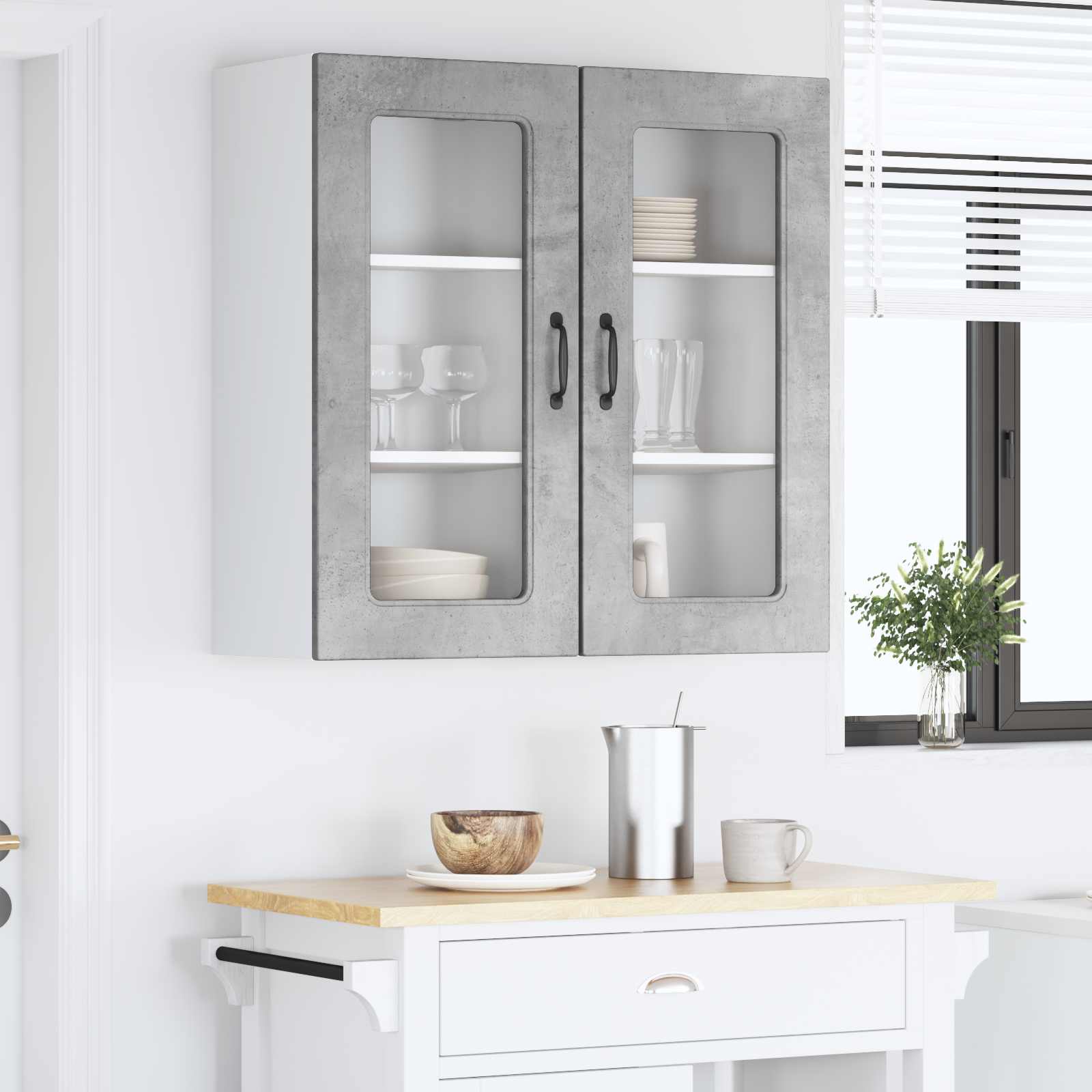 Mobile da cucina 2 pcs Grigio cemento 40 x 31 x 80 cm 884641