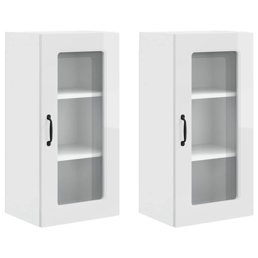 Mobile da cucina 2 pz-Set di 2 Armadio da cucina Bianco Lucido 40 x 31 x 80 cm 383172
