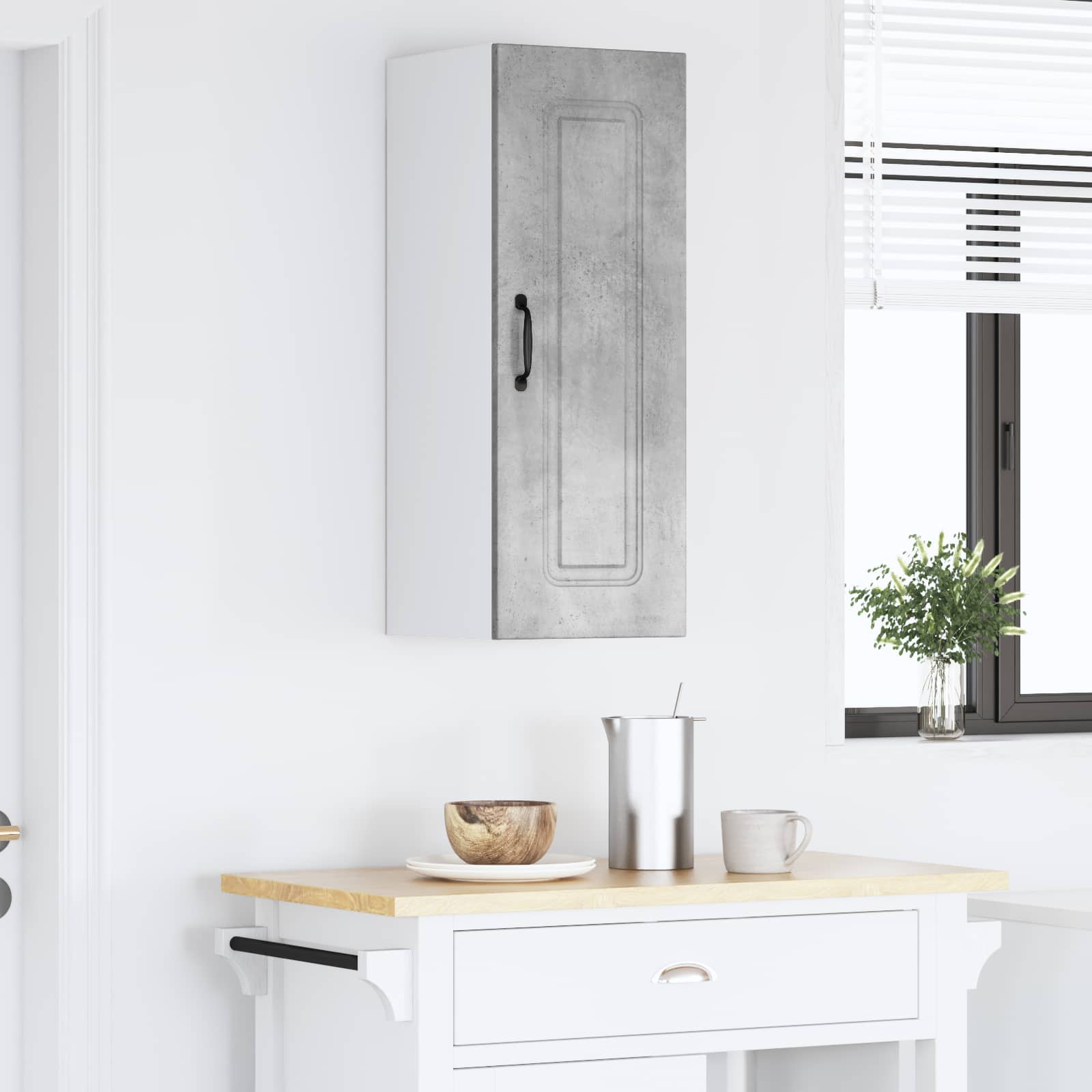 Mobile da cucina con lo scaffale Grigio cemento 30 x 31 x 80 cm 884660