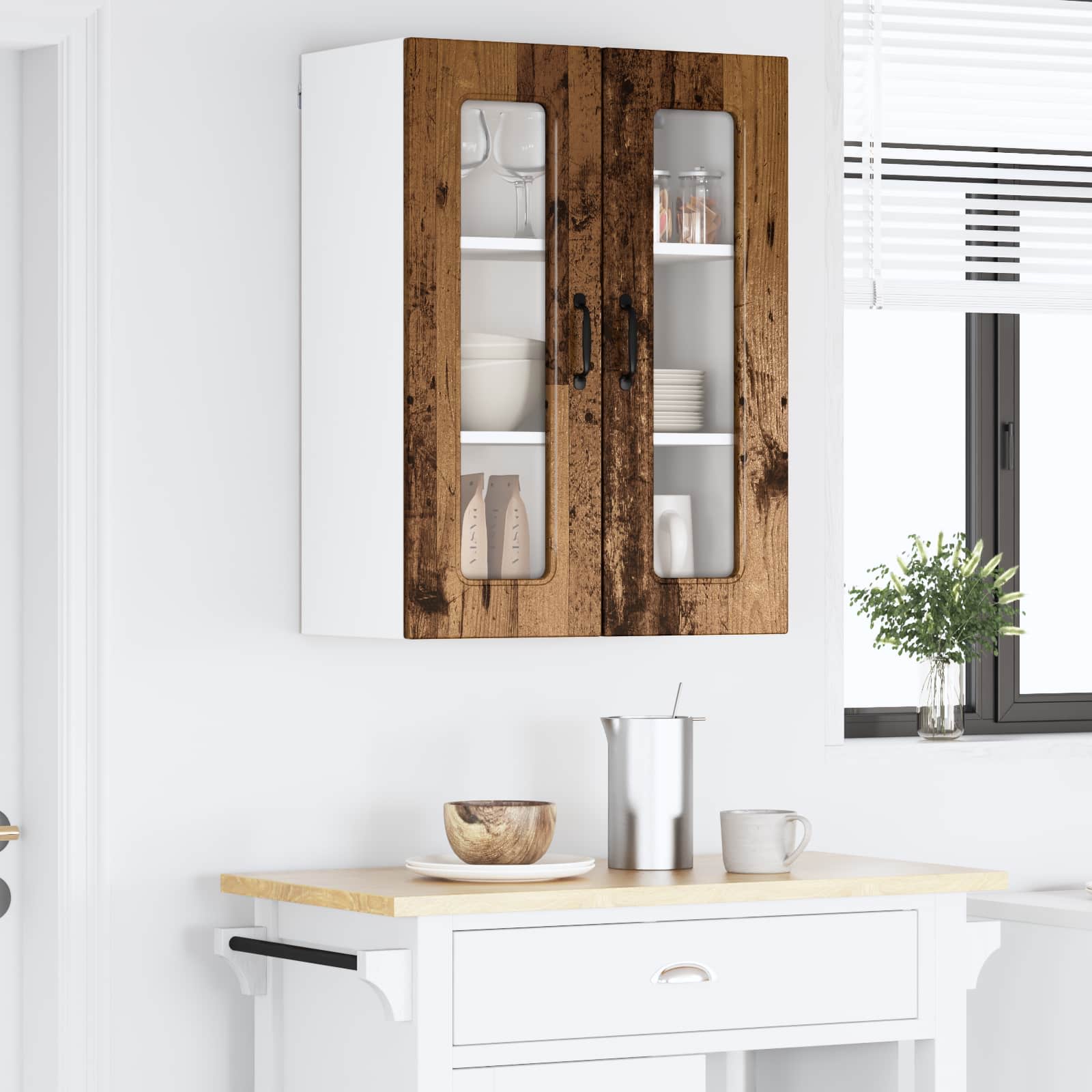 Mobile da cucina con lo scaffale Legno vecchio 60 x 31 x 80 cm 884742