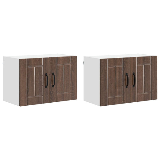 Armadi a pareti per cucina 2 pz-Set di 2 Armadi sospesi per Cucina Rovere Marrone 60 x 31 x 40 cm 777416