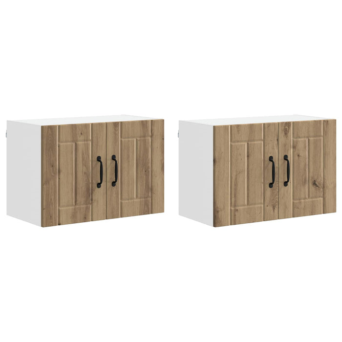 Armadi a pareti per cucina con porta 2 pz-Set di 2 Armadi sospesi per Cucina Rovere artigianale