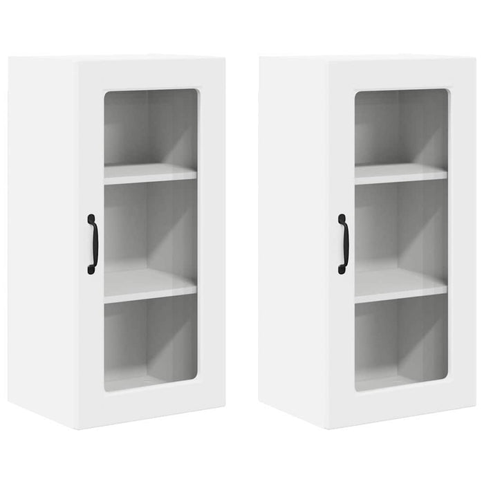 Pensile cucina 2 pcs Bianco 40 x 31 x 80 cm Legno multistrato 884986