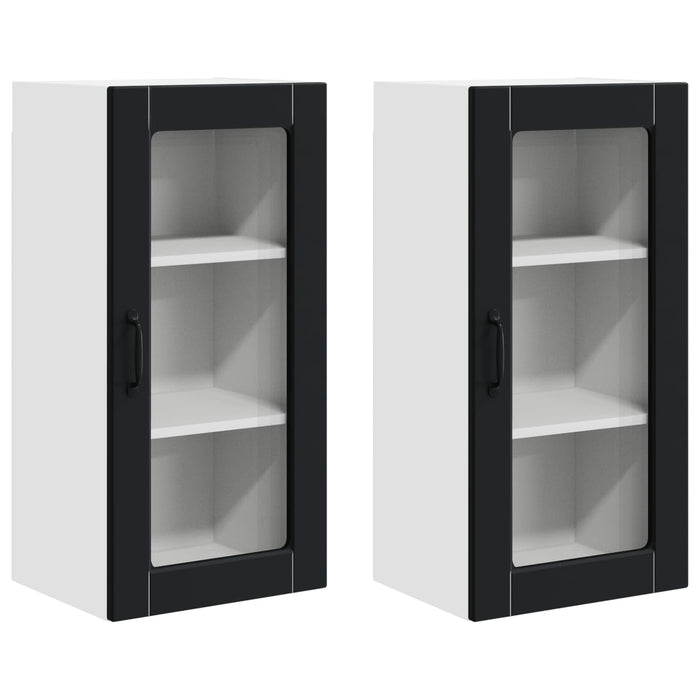 Mobile da cucina 2 pz-Set di 2 Armadio da cucina Nero 40 x 31 x 80 cm Legno multistrato 244930