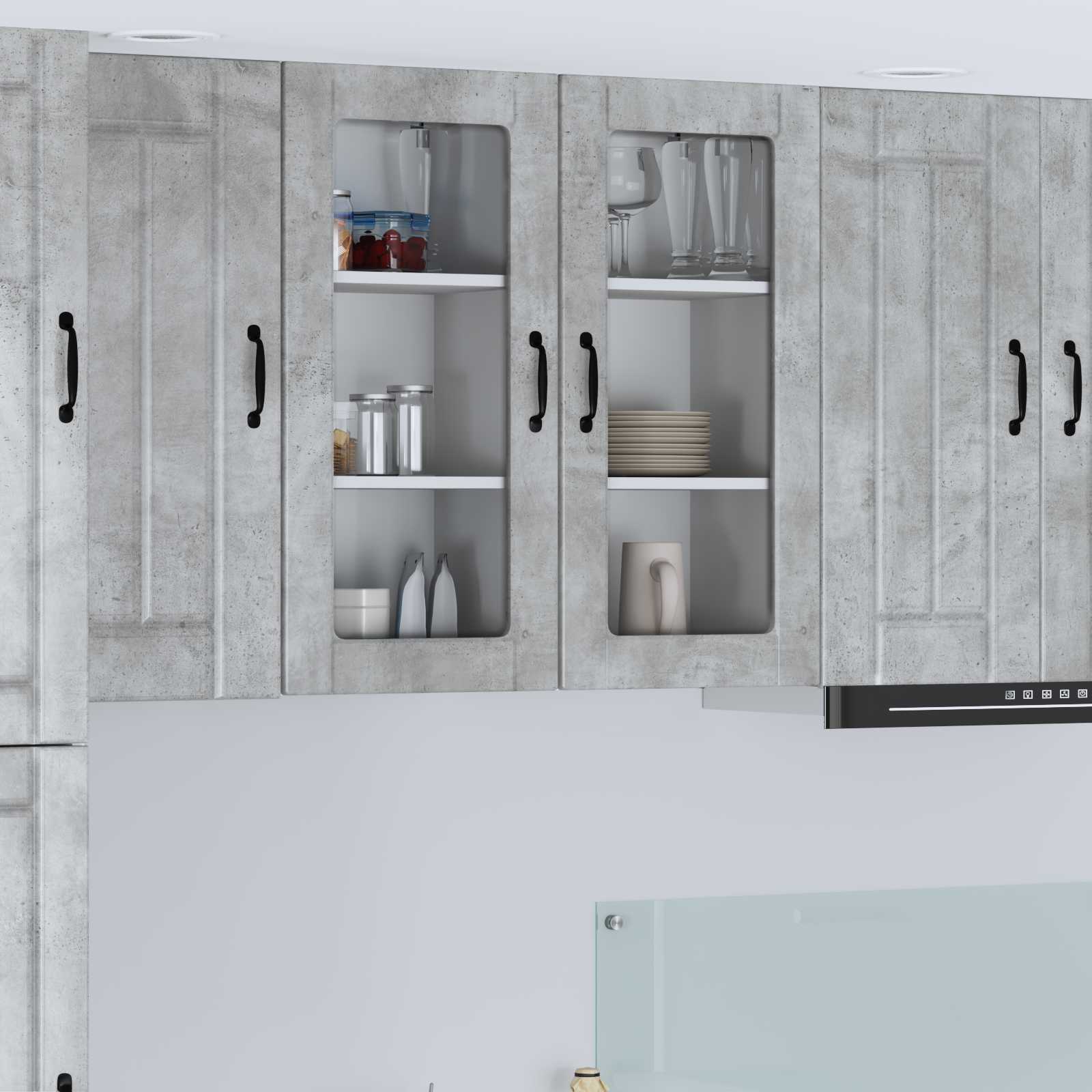 Mobile da cucina 2 pz-Set di 2 Armadio da cucina Grigio cemento 40 x 31 x 80 cm 248189