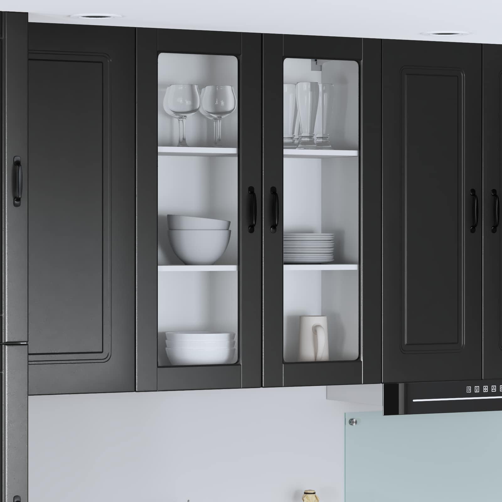 Pensile cucina-Mobile Cucina da Parete Nero 80 x 31 x 100 cm Legno multistrato