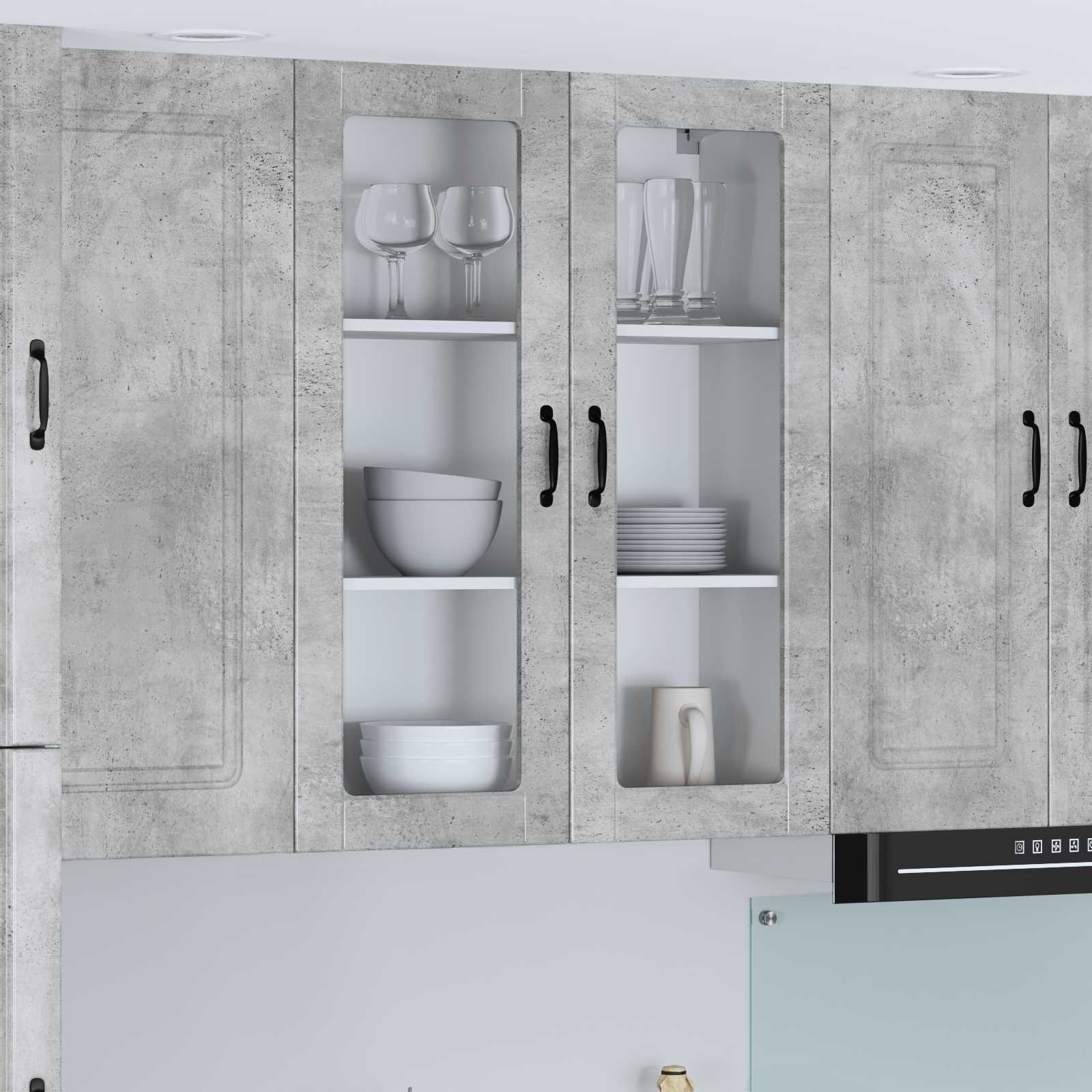 Pensile cucina con porta-Mobile Cucina da Parete Grigio cemento 80 x 31 x 100 cm