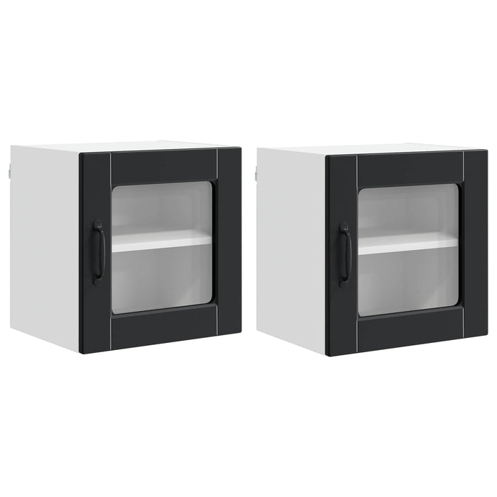 Mobile da cucina 2 pz-Set di 2 Armadio da cucina Nero 40 x 31 x 40 cm Legno multistrato 484086